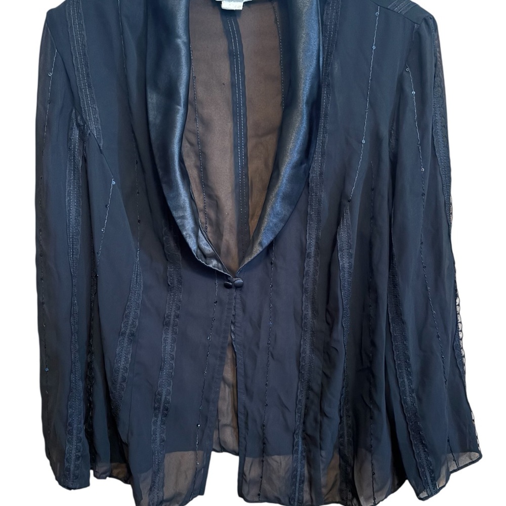 Patra Vintage 80s Black Sheer Women's Blazer size 20